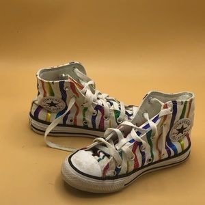 Converse ALL STAR High Tops White/Metallic Rainbow Junior/Kids Size 12 Junior